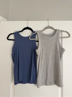LOFT Perfect Tank Top (2) - Blue & Light Gray